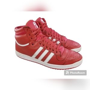 ADIDAS TOP TEN HIGH TOP SNEAKERS SHOES RED LEAHTER SIZE 14 EF2518